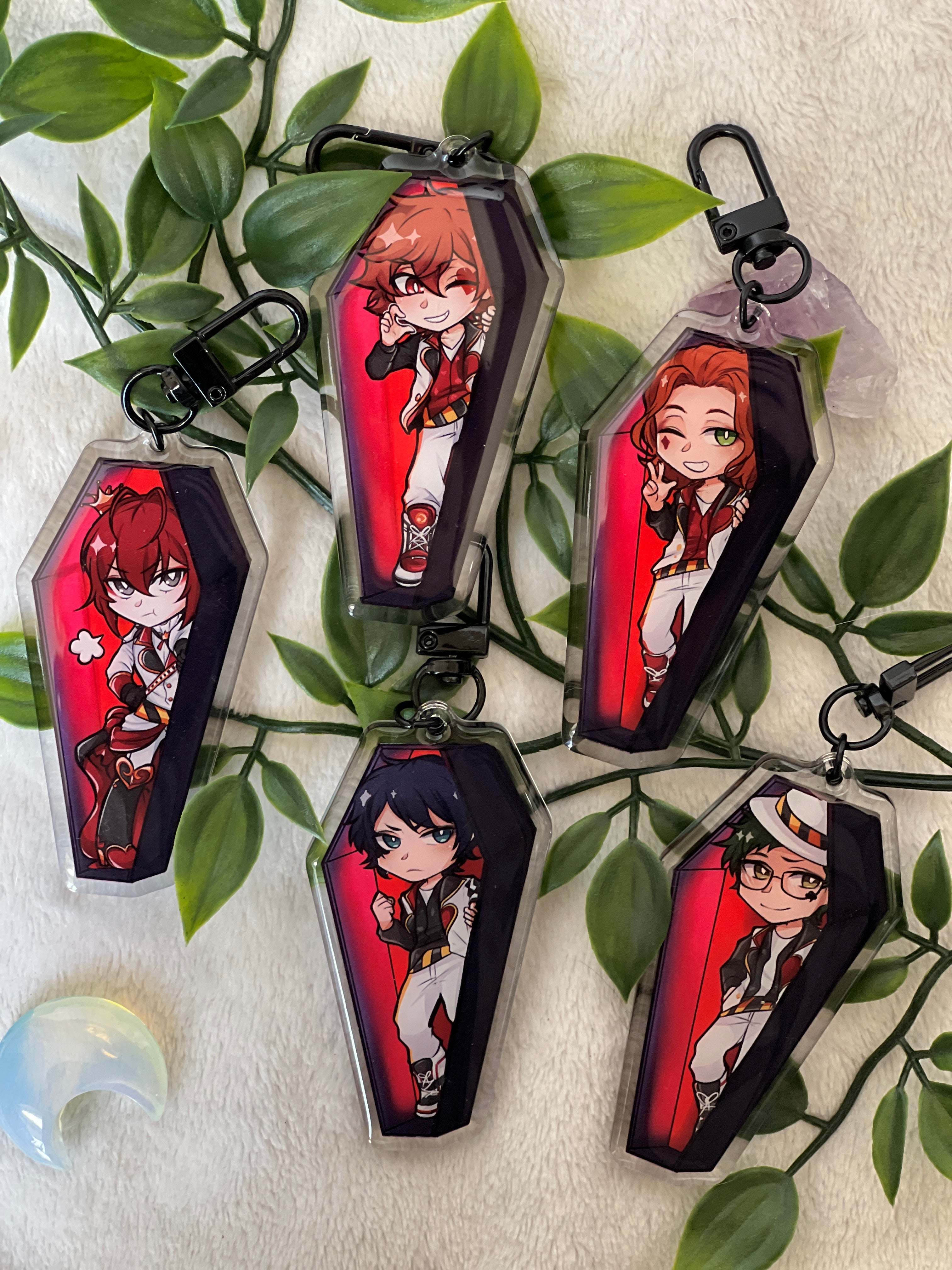 Stabbing Things and Cute but Psycho keychains factory plus 6 pairs of coffin earrings